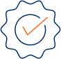 icon of star shape with orange check mark in the center